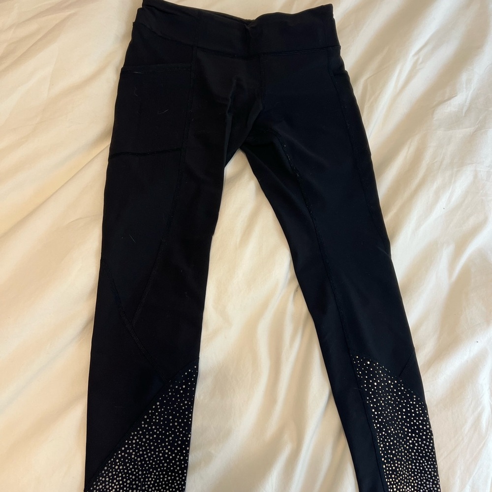 Lululemon Black Leggings with Silver Accents